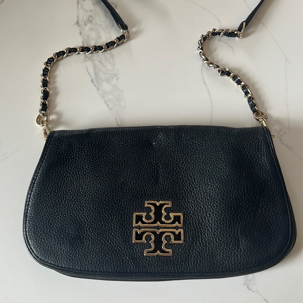 Tory Burch Britton Convertible Black Leather Crossbody
